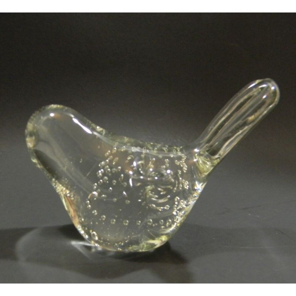 Vintage Blown Glass Bird Paperweight Controlled Bubbles
